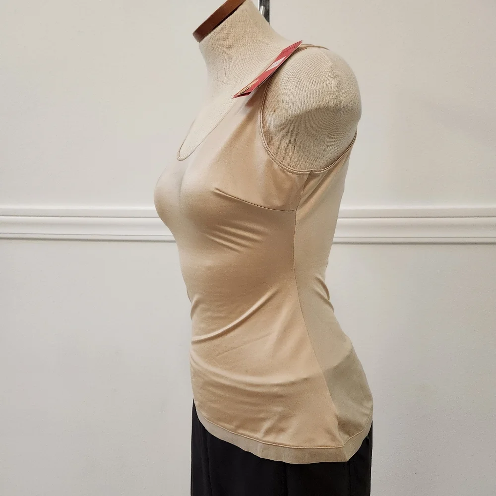 Spanx Shapewear Top Gold with Interior Blue Cheetah Print Size 1X